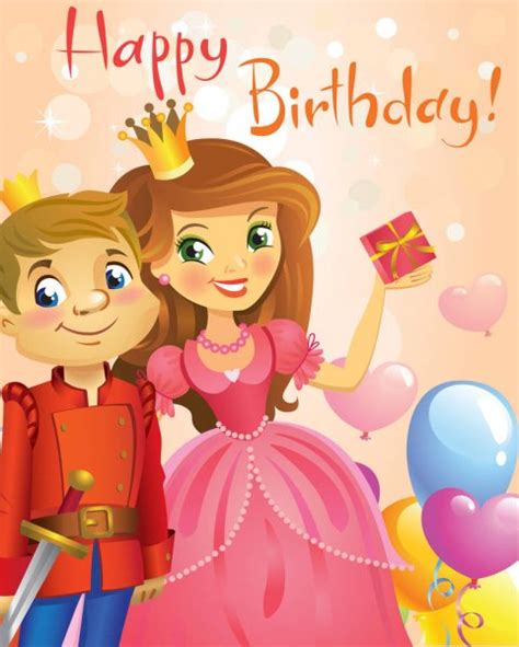 Happy Birthday Princess Greeting Card ⬇ Vector Image By © Azzzya