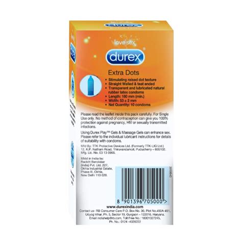 Buy Alternate Medicine And Healthcare Products Online Durex Extra Dots Condom 10 Condoms