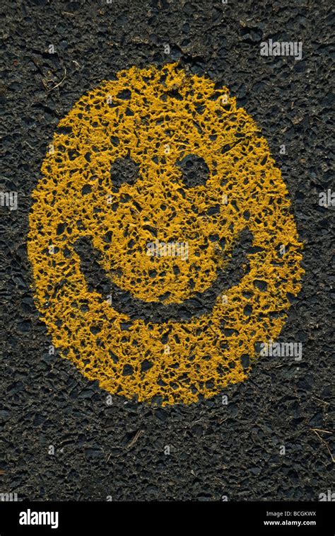 Happy Face On Road Surface Stock Photo Alamy