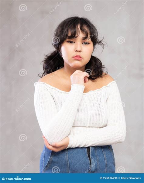 Portrait Of Pensive Young Girl Posing In Studio Stock Photo Image Of