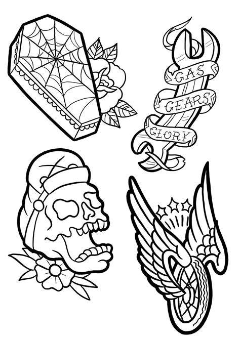 Traditional Tattoo Coloring Book Traditional Tattoo Outline