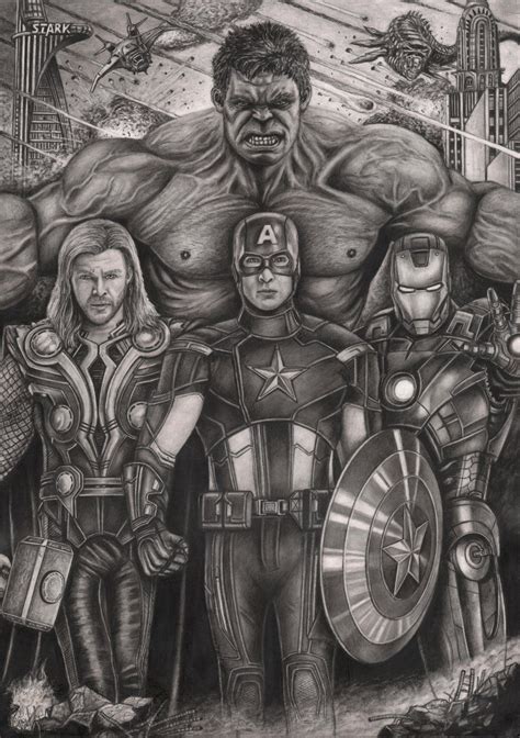 The Avengers Graphite Drawing By Pen Tacular On