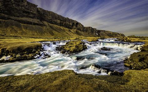 Iceland Stream Rocks Mountains Wallpaper Nature And Landscape