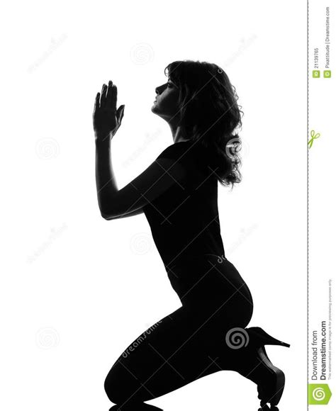 Silhouette Woman Kneel Praying Imploring Woman Silhouette Silhouette
