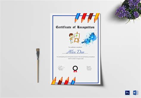Certificate Of Completion Painting Design Template In Psd Word