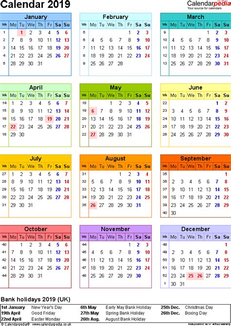 Calendar 2019 Uk 17 Free Printable Pdf Templates