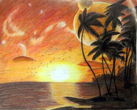 Sunset Drawings In Pencil At Explore Collection Of