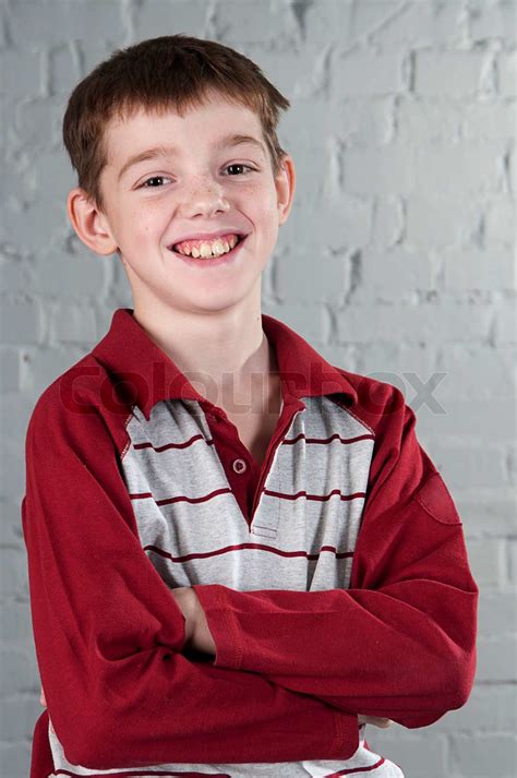 Portrait Of Smiling Boy 10 Years Stock Image Colourbox