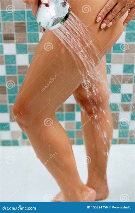 Beautiful Wet Feet Women Legs In The Shower Girl Washing Her Legs Closeup Photo Of Cute