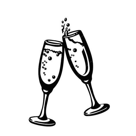 Premium Vector Glasses With Sparkling Wine Champagne Silhouette Illustration
