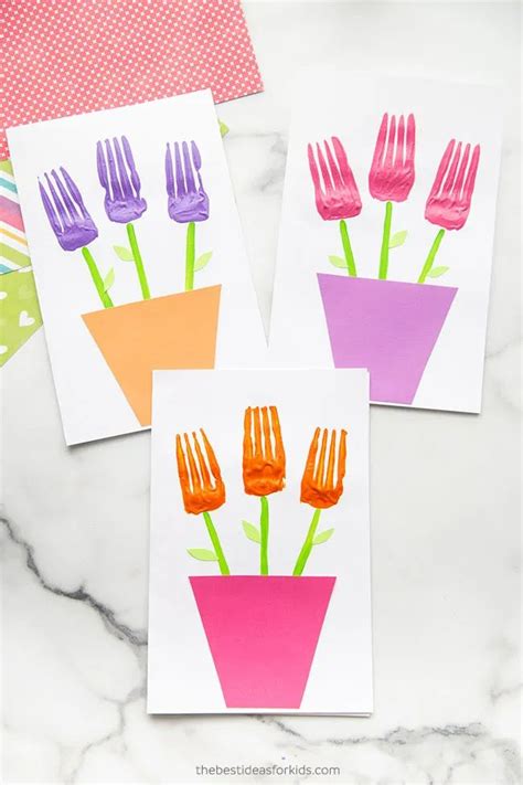 Fork Painted Flowers Easy Mothers Day Crafts For Toddlers Art