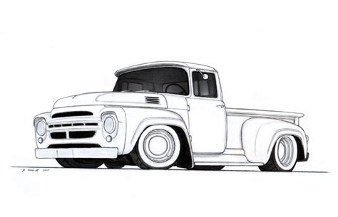 Ford truck drawings in pencil image pencil drawings of cars trucks. 1964 ZIL-130 Stepside Custom Pickup Truck Drawing by Vertualissimo on DeviantArt