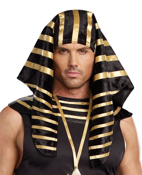 adult egyptian pharaoh king tut costume hat headpiece mens black gold greek ebay