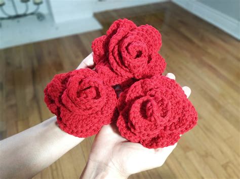 Crochet Rose Pattern And Free Video Pattern Included Etsy
