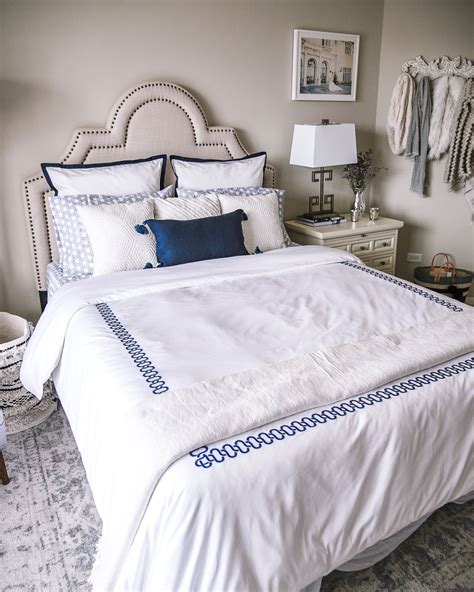 Bedroom Refresh Navy And White Bedding Blue Bedroom Decor