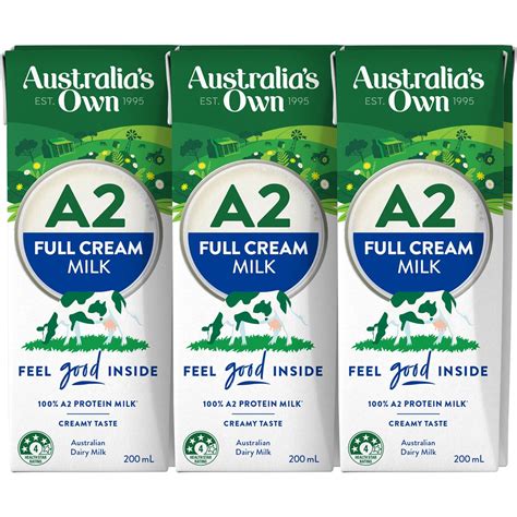Australias Own A2 Full Cream Uht Milk 6 Pack Woolworths