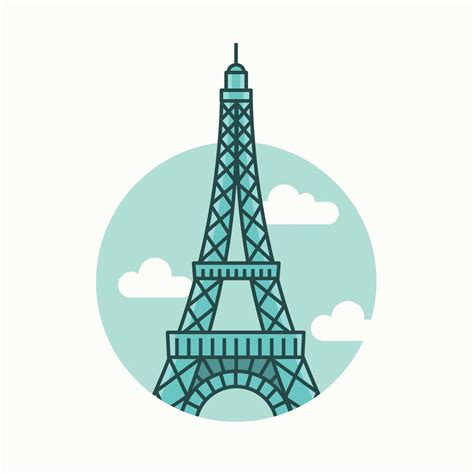 Paris Illustration Of The Eiffel Tower Custom Icons Paris