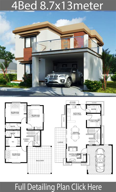 House Design 12x15m With 5 Bedrooms House Idea In 2023