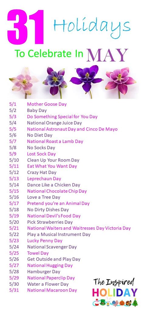 May National Days National Celebration Days Monthly Celebration