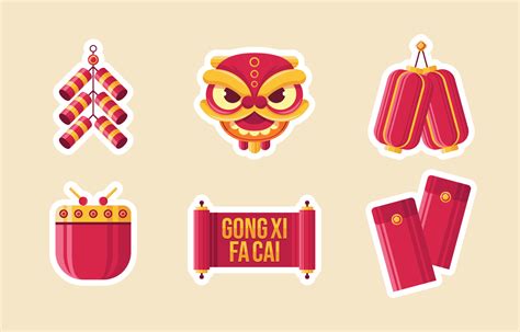 Set Of Chinese New Year Sticker 5088230 Vector Art At Vecteezy