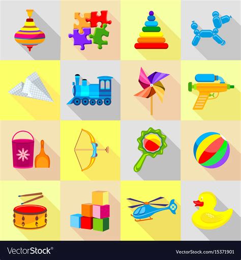 Toy Icons Set Flat Style Royalty Free Vector Image