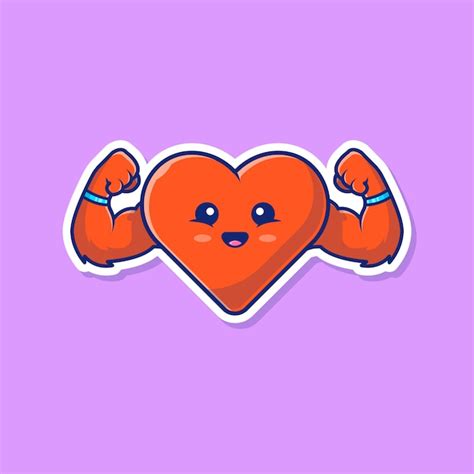 Premium Vector Strong Heart Illustration Love Mascot Cartoon