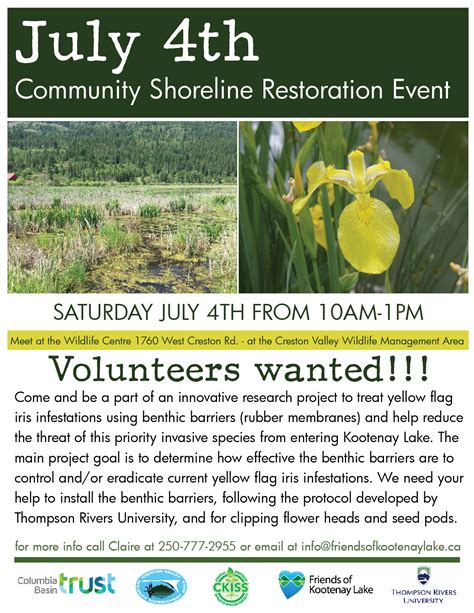 July 4th Community Shoreline Restoration Event Friends Of Kootenay