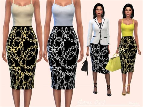 The Sims Resource Chains Skirt By Paogae • Sims 4 Downloads