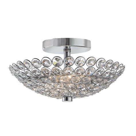 Home Decorators Collection Barclay 2 Light Chrome And Crystal Flush