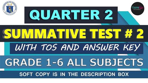 Q SUMMATIVE TEST NO GRADE ALL SUBJECTS WITH TOS AND ANSWER KEY YouTube