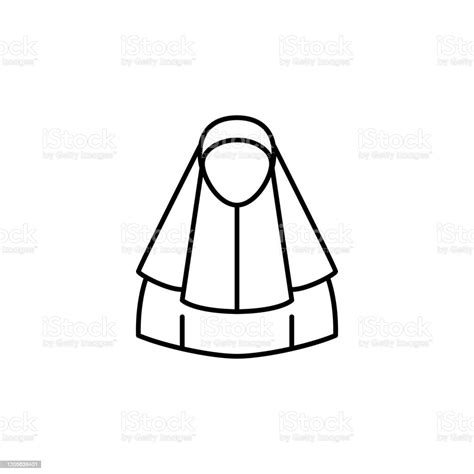 Hijab Kerudung Wanita Ikon Muslim Garis Sederhana Garis Besar Ikon Agama Vektor Untuk Ui Dan Ux