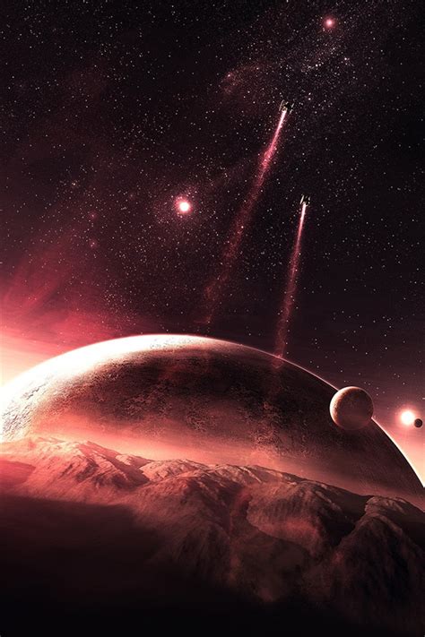 Red Planets Spaceship Iphone X 876543gs Wallpaper Download