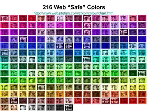 68 Web Safe Color Chart