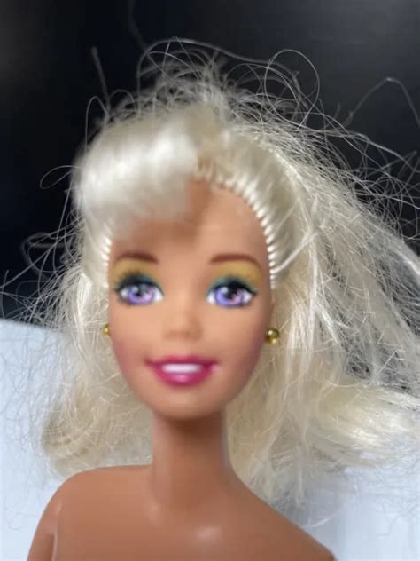 Vintage Nude Blonde Superstar Barbie Doll Mattel Blue Eyes Pink