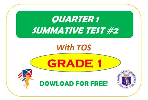 Summative Test 2 ~ Grade 1 Quarter 1 ~ All Subjects With Tos Deped K