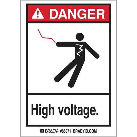 Red White Warning High Voltage Danger Safety Vinyl Sticker Tag Product