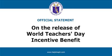On The Release Of World Teachers Day Incentive Benefit 2021 Helpline Ph