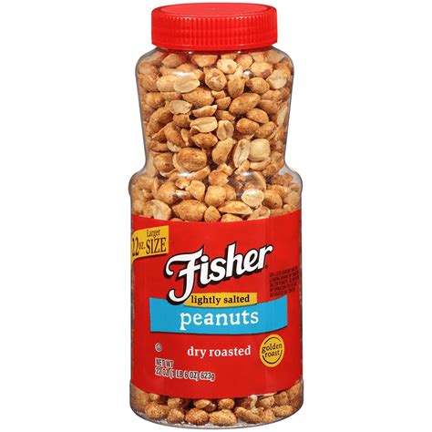 Fisher Snack Lightly Salted Dry Roasted Peanuts 22 Oz Pack Of 12
