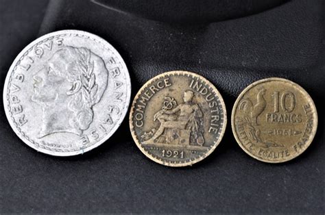 Three 3 Very Old French Coins 1921 1949 1951 Etsy