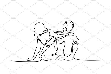 Young Couple In Love Sitting ~ Illustrations ~ Creative Market