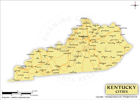 Kentucky Cities Map Hd