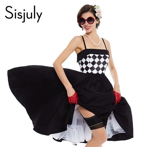 Sisjuly Women Vintage Dress Strapless Plaid Patchwork Sleeveless Black