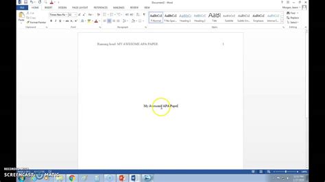 Setting Up Apa Title Page Youtube