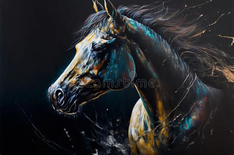 Portrait Of A Beautiful Colorful Horse Ai Generated Stock Image