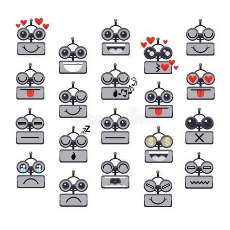Cartoon Robot Face Smiling Cute Emotion Neutral Chat Bot Icon Stock