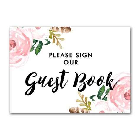 Paper And Party Supplies Guest Book Sign Please Sign Watercolor Flowers
