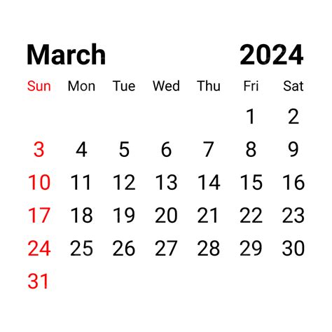 March 2024 Calendar Vector March 2024 Calendar Month