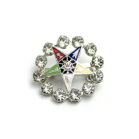 Vintage 1950s Order Of The Eastern Star Clear Rhinestone Enamel And