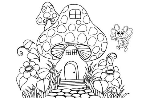 Casa do cogumelo para Crianças para colorir imprimir e desenhar Colorir Me