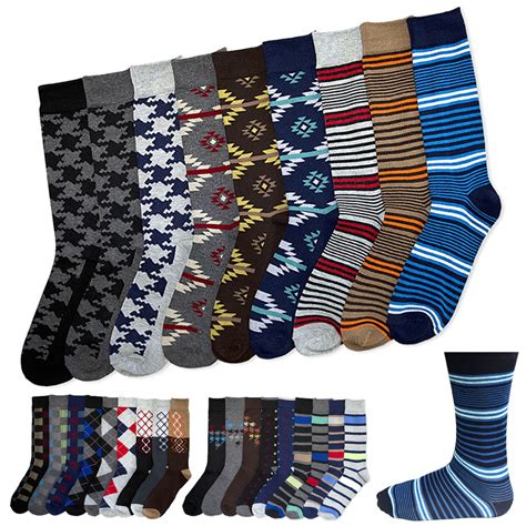 6 Pairs Men S Colorful Dress Socks Fun Funky Assorted Color Patterned